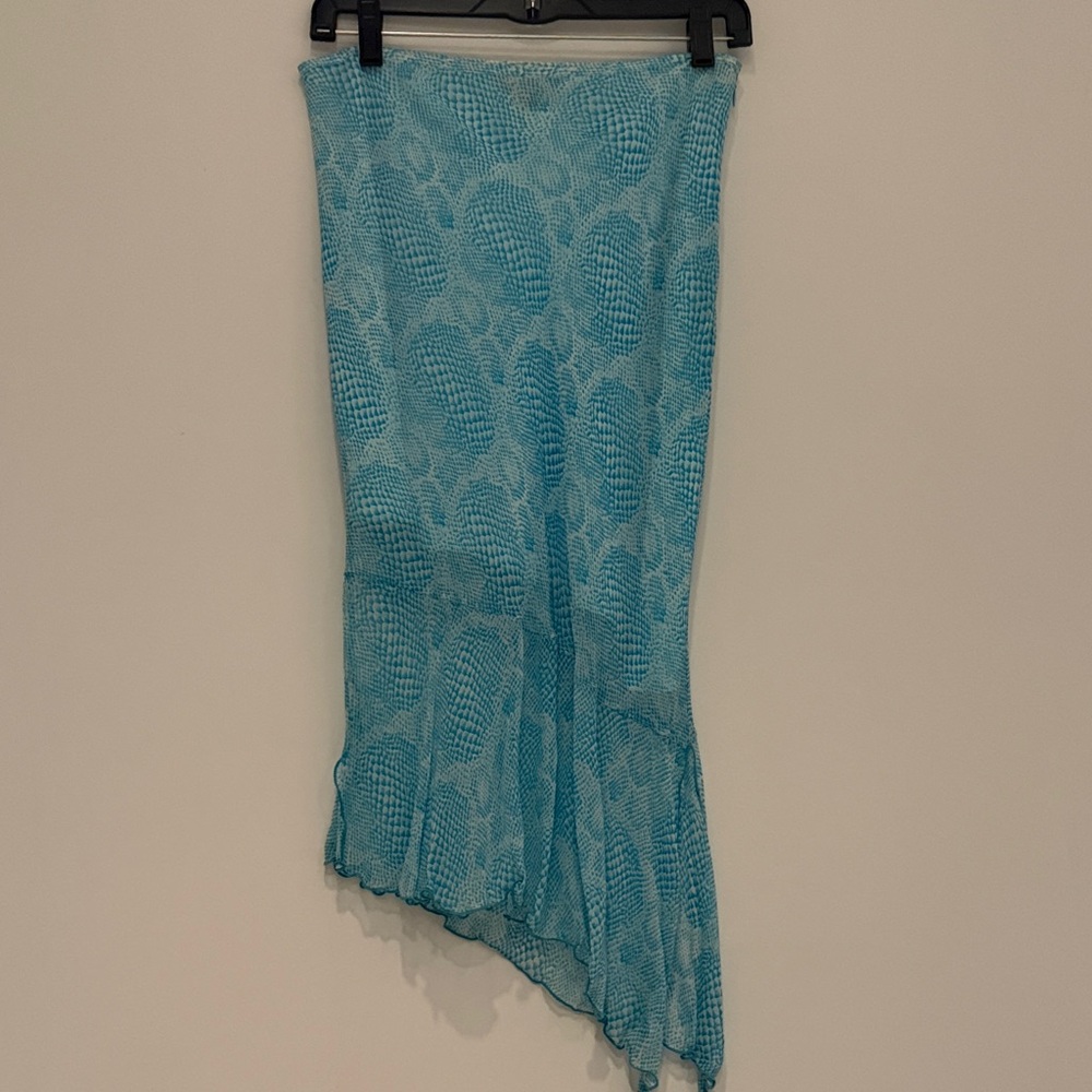 Bebe Elegant Blue Asymmetrical Skirt - Picture 2 of 5